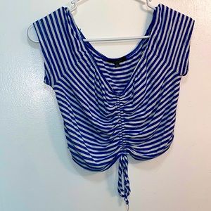Size S Ambiance Crop Top Blue/White Stripe
